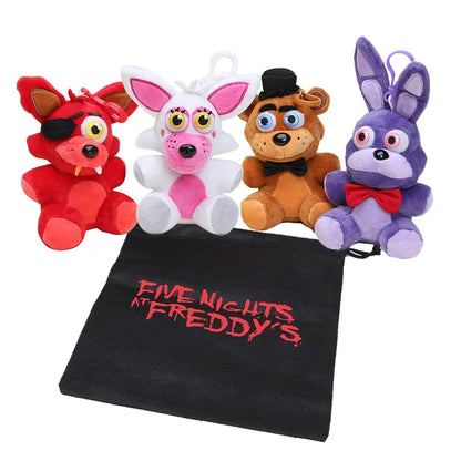 5Pcs Freddy Foxy Bonnie Chica Plush toys keychain Anime Plush pendant Stuffed Plushie Dolls Toys