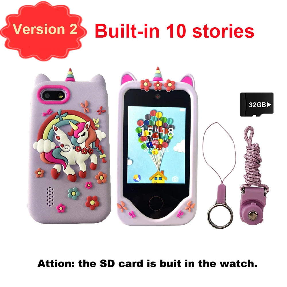 Children Phone Educational Toys 18 Games Musical Toy Baby Mobile Selfie Camera With 32G TF Card Toys for Kids Birthday Gifts