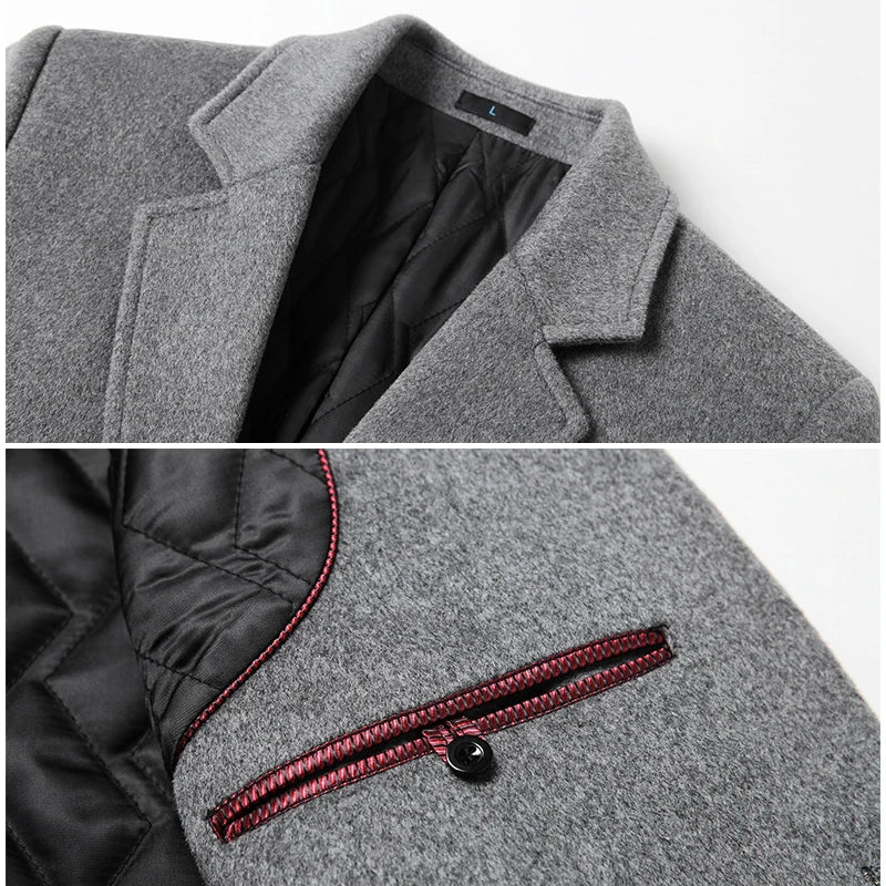 Long Jacket Men Clothing Men's Autumn Trench Coat Warm Woolen Overcoat Male Winter Men's Wear Woollen Coat Male Warm Mens New