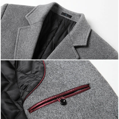 Long Jacket Men Clothing Men's Autumn Trench Coat Warm Woolen Overcoat Male Winter Men's Wear Woollen Coat Male Warm Mens New