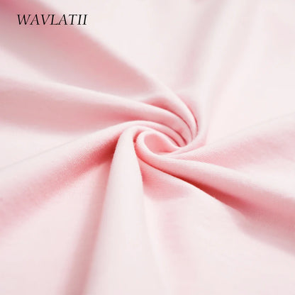 WAVLATII Women New Comics Flowers Printed T shirts Female Beige Streetwear Summer Tees Lady Casual Short Sleeve Tops WT2329