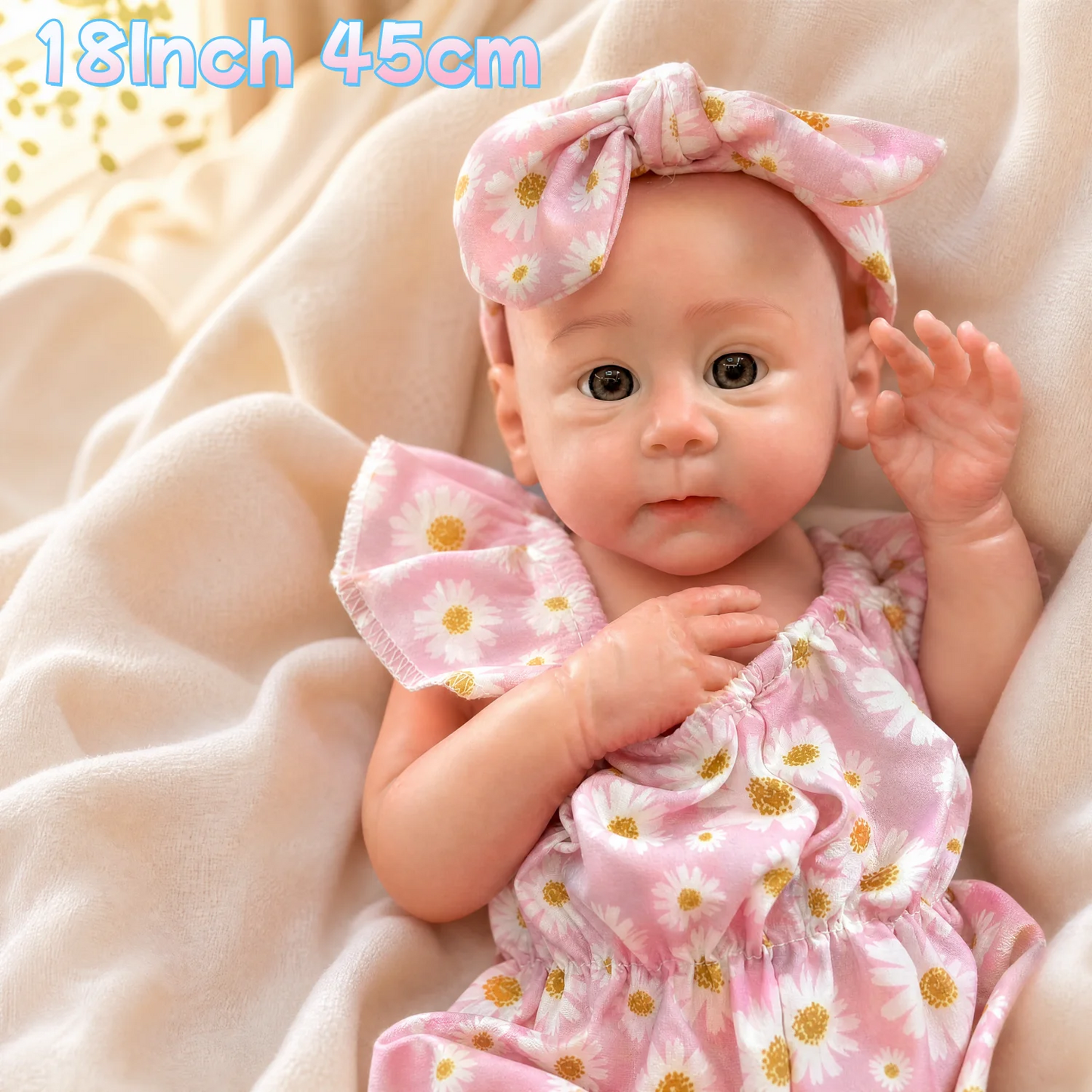 18Inch Cuddly Open Mouth bebê reborn de silicone sólido Girl Doll With Painted & Unpainted Skin Reborn Girl Doll For Collectors