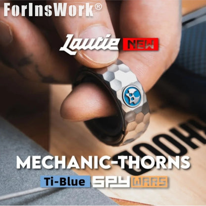 LAUTIE Titanium Blue Mechanic-Thorns Fidget Ring, Spy Wars Series Adjustable Magnetic Settings Magnetic Fidget Toy
