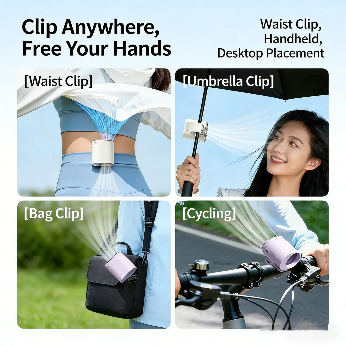 Car Clip on Air Conditioner 199 Speeds Adjustable 360° Rotation Semiconductor Cooling Fan Wide Clamp