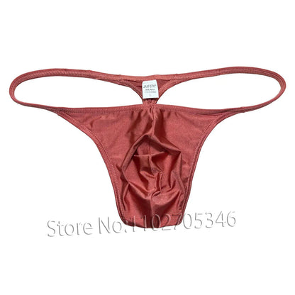 Cheeky Men's Thong Gloss Slip Tangas Soft Shiny G-strings Underwear Silky Smooth Bikini Bottoms Briefs Jockstrap Sissy Panties