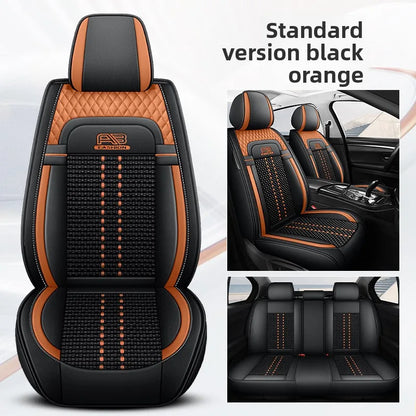 Universal Auto Split Seat Car Full Seat Cover Breathable Ice Silk Nappa Leather Car SUV Cushion Full Seats Cover Protection