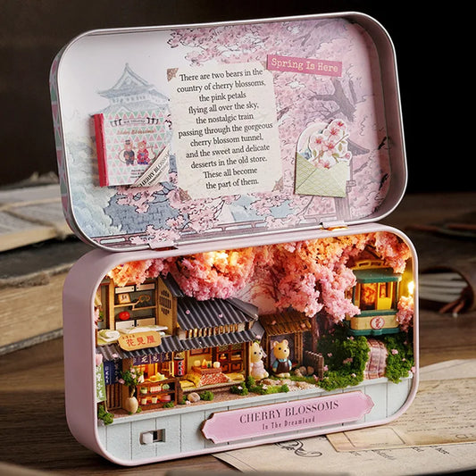 9 Styles Box Theatre DIY Wooden DollHouses Miniature Box Doll Houses 3D Puzzle Assemble Building Model Kits Toy Birthday Gifts