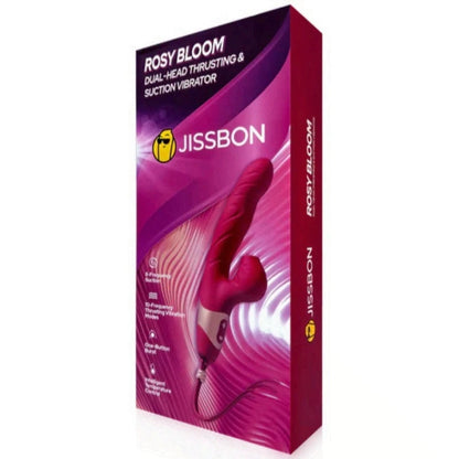 Dual G Spot Vibrator for Women Jissbon Rosy Bloom Double Head Clitoris Massager with 10 Speeds Rechargeable Adult Sex Toy