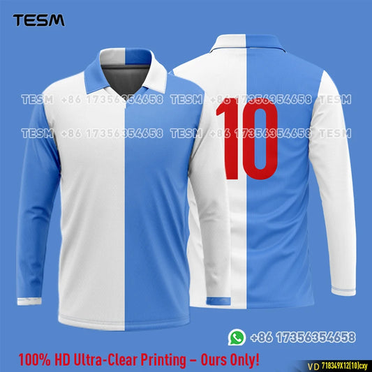 TESM Summer Men Long Sleeve 3D Printed Polo Shirt V-Neck Sports T-Shirt  Team Sports Training Shirts