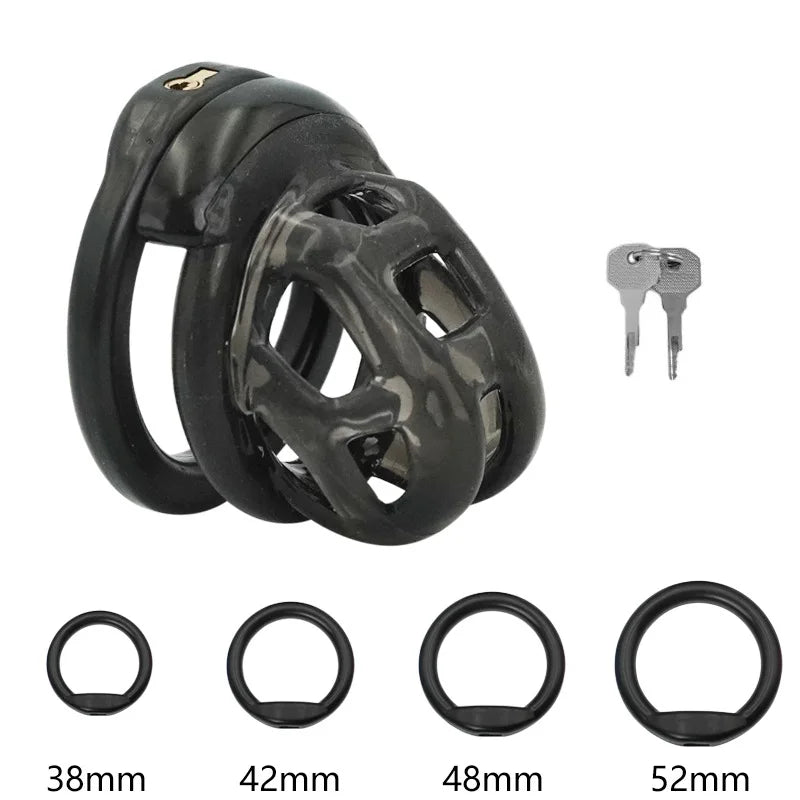 Soft Silicone Chastity Cage Device Anti-Cheating Penis Lock with 4 Size Cock Rings Penis Restraints for Men Discreet Sex Toys