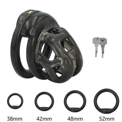 Soft Silicone Chastity Cage Device Anti-Cheating Penis Lock with 4 Size Cock Rings Penis Restraints for Men Discreet Sex Toys