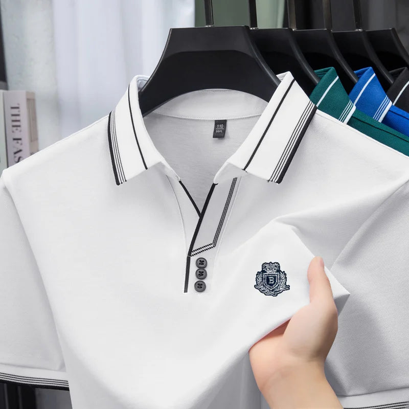 Quality Man Short-Sleeved Polo Shirt Lapel Letter Print Summer Best Seller British Style T-Shirt Outdoor Golf Leisure Men's Wear