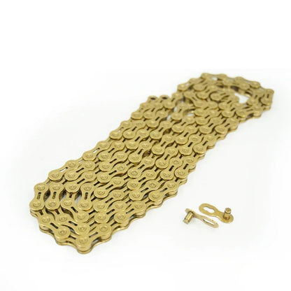 Rookoor Bicycle Chain 6 7 8 9 10 11 Speed Velocidade Titanium Plated TI Gold Silver Mountain Road Bike MTB Chains Part 116 Links