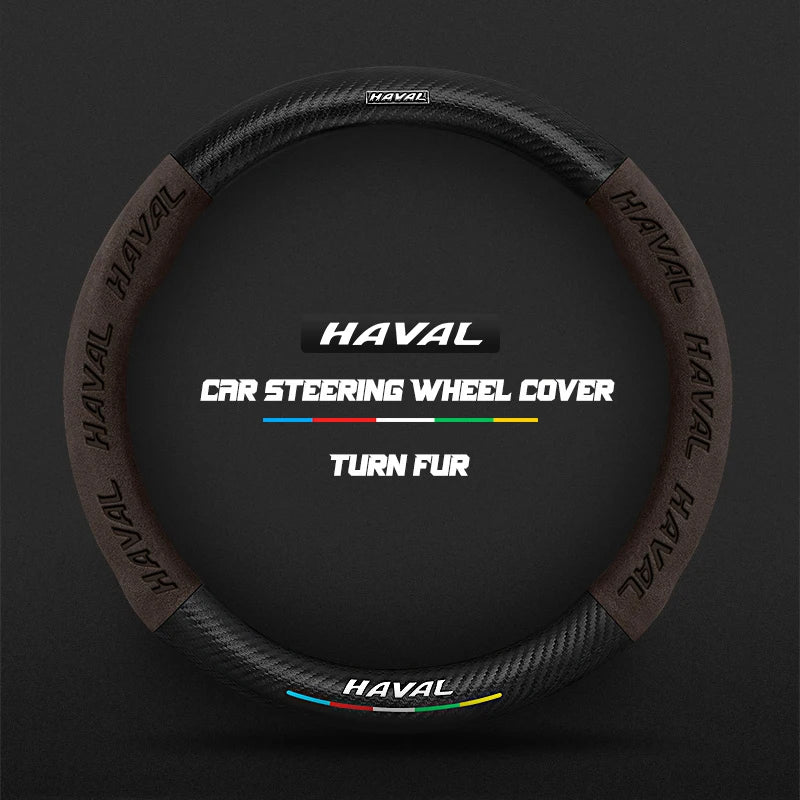 38cm Suede Leather Car Steering Wheel Cover for Haval H1 H2 H3 H4 H5 F7X H6 H7 H9 GMW M4 M6 F7 F50 C50 2011-2023 Jolion