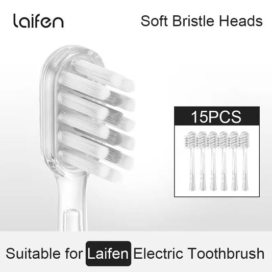 15pcs Brush Head Compatible with LaiFen LFTB01-P-A-S Sonic Electric Toothbrush Vacuum Packaging