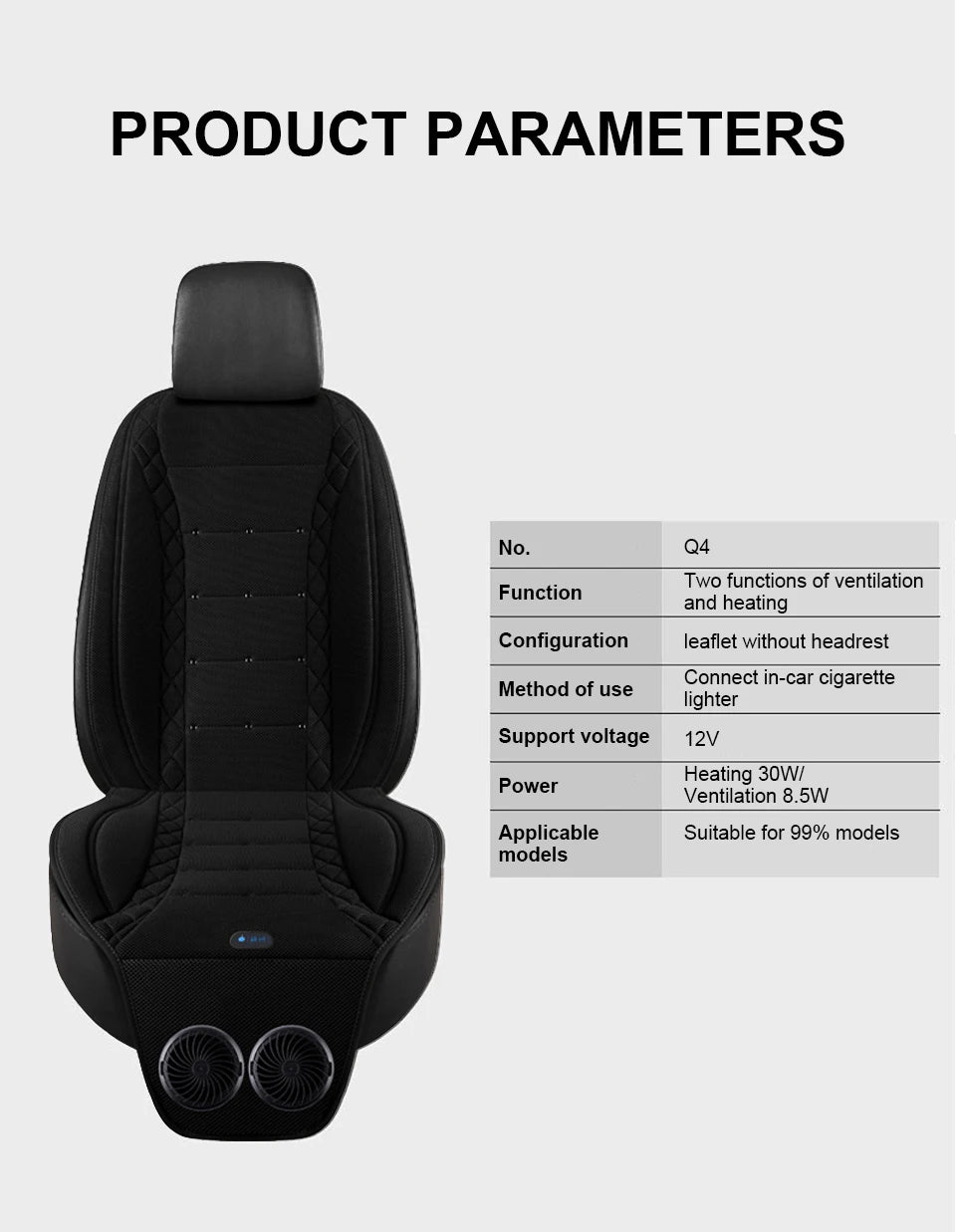 Car Summer Cool Air Seat Cushion Optional Heating or Cooling Function With 1Fan or 2Fan Fast Blowing Ventilation Car Seat Cover