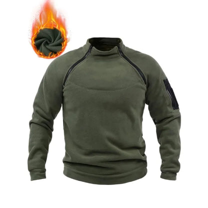Men's Tactical Fleece Zipper Pullover Windproof Thermal Military Outdoor Winter Warm Hiking Sweatshirts Combat Training Sweater