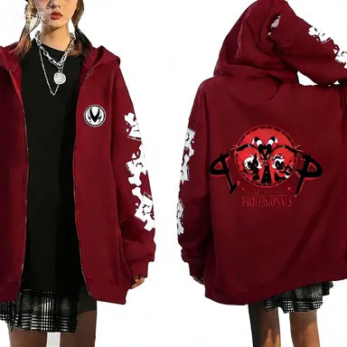 Trendy Anime Hooded Cardigan Unisex Harajuku Style Casual Fashion Long Sleeve Jacket Autumn Winter Fleece Zipper Sweatshirt