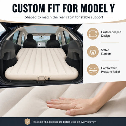 For Tesla Model Y 2021-2026 Juniper Car Inflatable Mattress With Electric Air Pump Travel Camping Trunk Bed Sleeping Mat