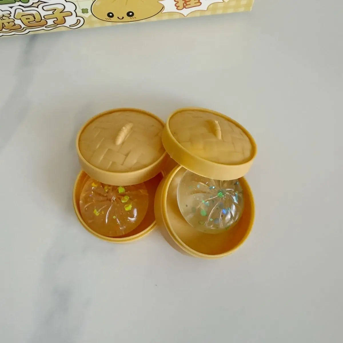 Surprise gift Crystal bun card cute mini soup dumpling shaped stress-relief squeeze toy, venting office prank toy, slow rebound