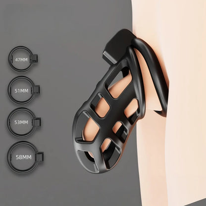 Male Chastity Cage Penis Lock Resin Chastity Breathable Cock Ring with 4 Rings Penis Fetish Restraint Sexy Adult Toys for Men