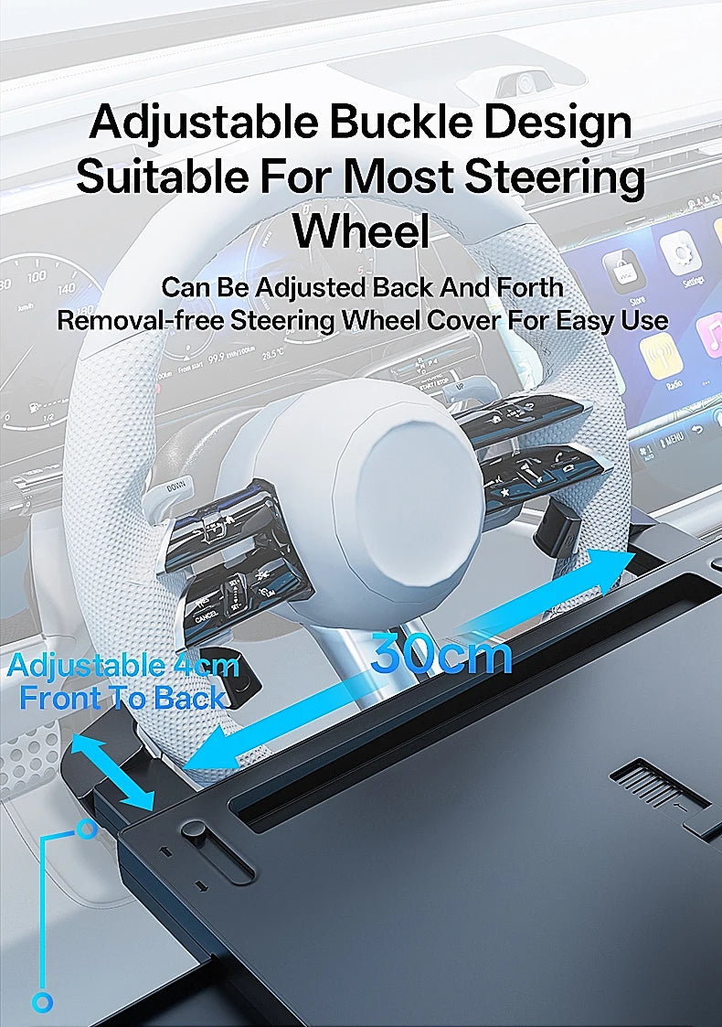 Multifunctional Car Steering Wheel Desk Portable Laptop Desk Foldable Car Storage Stand Work and Dining Table Travel Office