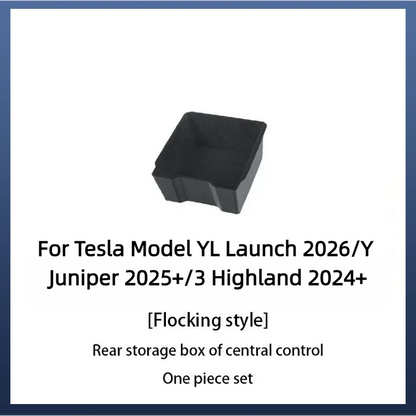 For Tesla Model 3/Y/YL 2024-2026 Hidden Storage Center Console Armrest Front And Rear Flocking Layered Grid Organized Container