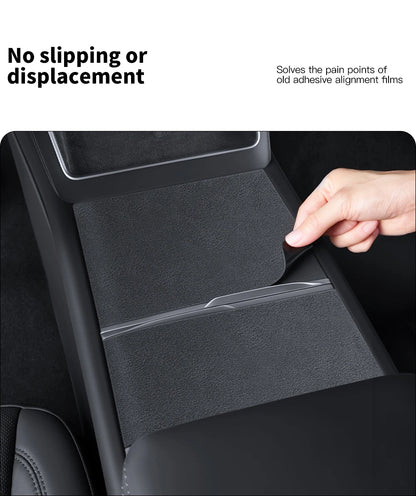 YZ Center Console Panel Sticker For Tesla Model 3/Y/YL Highland Juniper Electrostatic Adsorption Sticker Suede Film