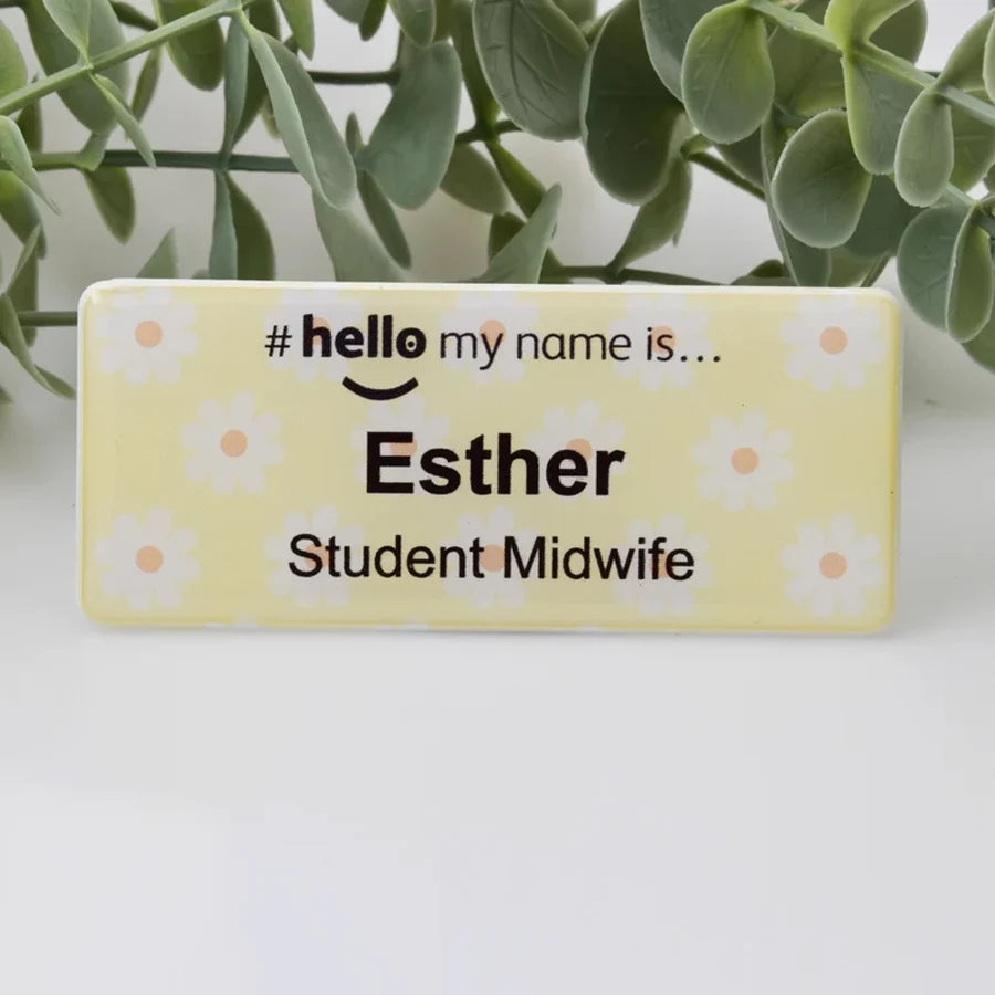 Personalized Custom Name, Rainbow Polka Dot Hello My Name Is, Name Badge Nurse, Midwife Hospital, Doctor Nurse, Intern