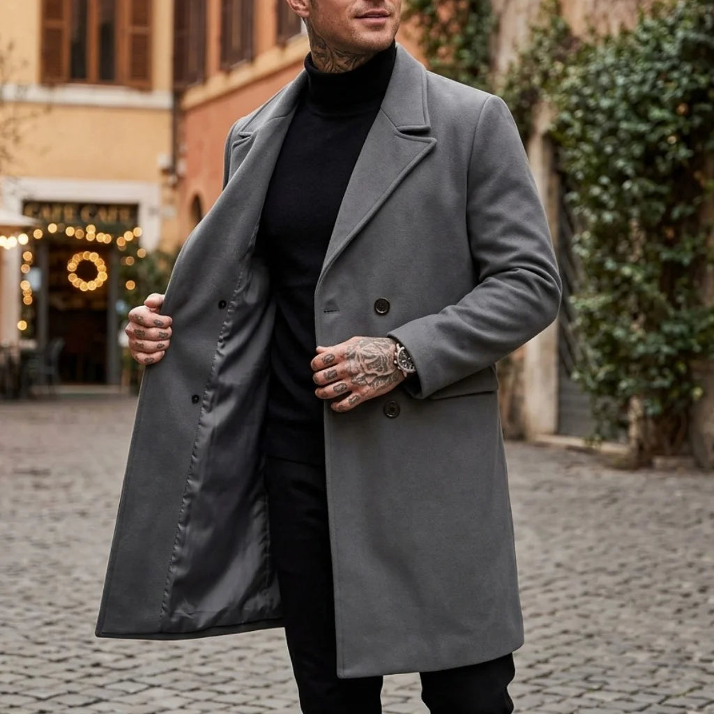 New Winter Men's Double-Breasted Trench Coat Warm Lined Comfort Medium Length Fit Casual Business Street Commuting | Sizes M-2XL