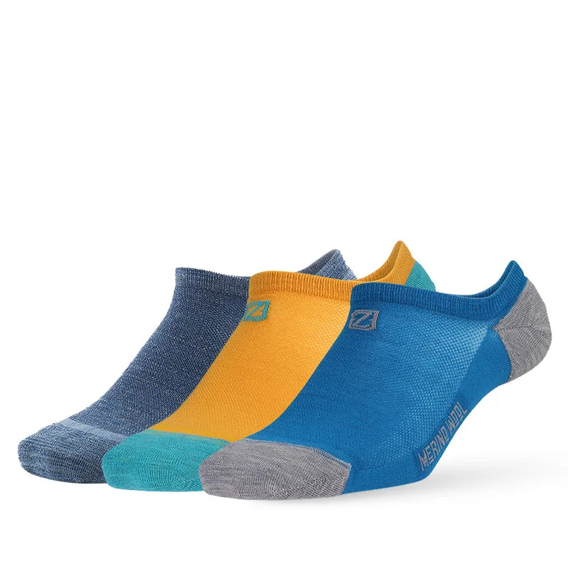 ZEALWOOD Merino Wool Running Socks Men Women No Show/Ankle/Crew Anti-blister Cushion Athletic Socks Ultra-Light Tennis 1/3 Pairs