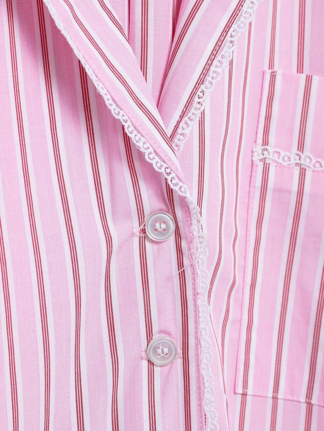 HH Women Striped Pants Suit Lapel Pocket Single-breasted Blouse+Side Zipper Lace Short Top+High Waist With Belt Poplin Pant