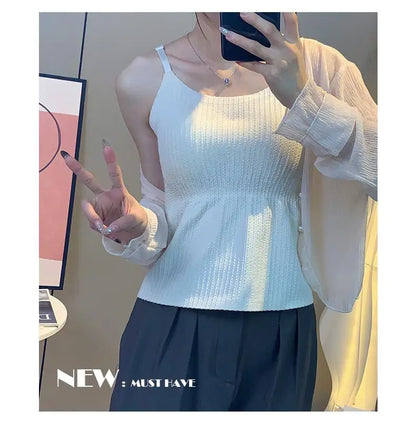 New 2025 Women's Slimming Long Tank Top Beautiful Back Bralette Innerwear Outerwear Base Layer Strap Vest Fashionable Polyest...
