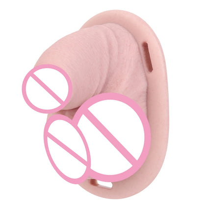 FRKO Real Skin Feel Silicone Male Chastity Cage Device Lock Bondage Belt Penis Sleeve Cock Restraint BDSM Erotic Sex Toys Men 18