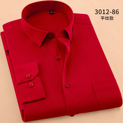 2025 Men's Striped Shirt Long Sleeve Business Office Casual Workwear Comfort Fit Classic Solid Shirts Spring Fall Tops For Male