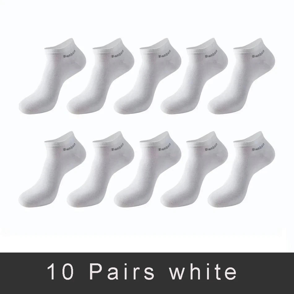 1/5/10 Pairs Men's Bamboo Fiber Ankle Socks High Quality Breathable Anti-Bacterial Casual Short Socks Size 38-45