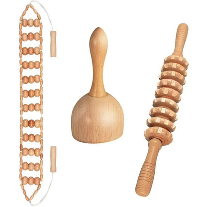 Wood Therapy Massage Tools, Wood Lymphatic Drainage Massage Tools Set for Body Sculpting, Maderoterapia Kit for Anticellulite