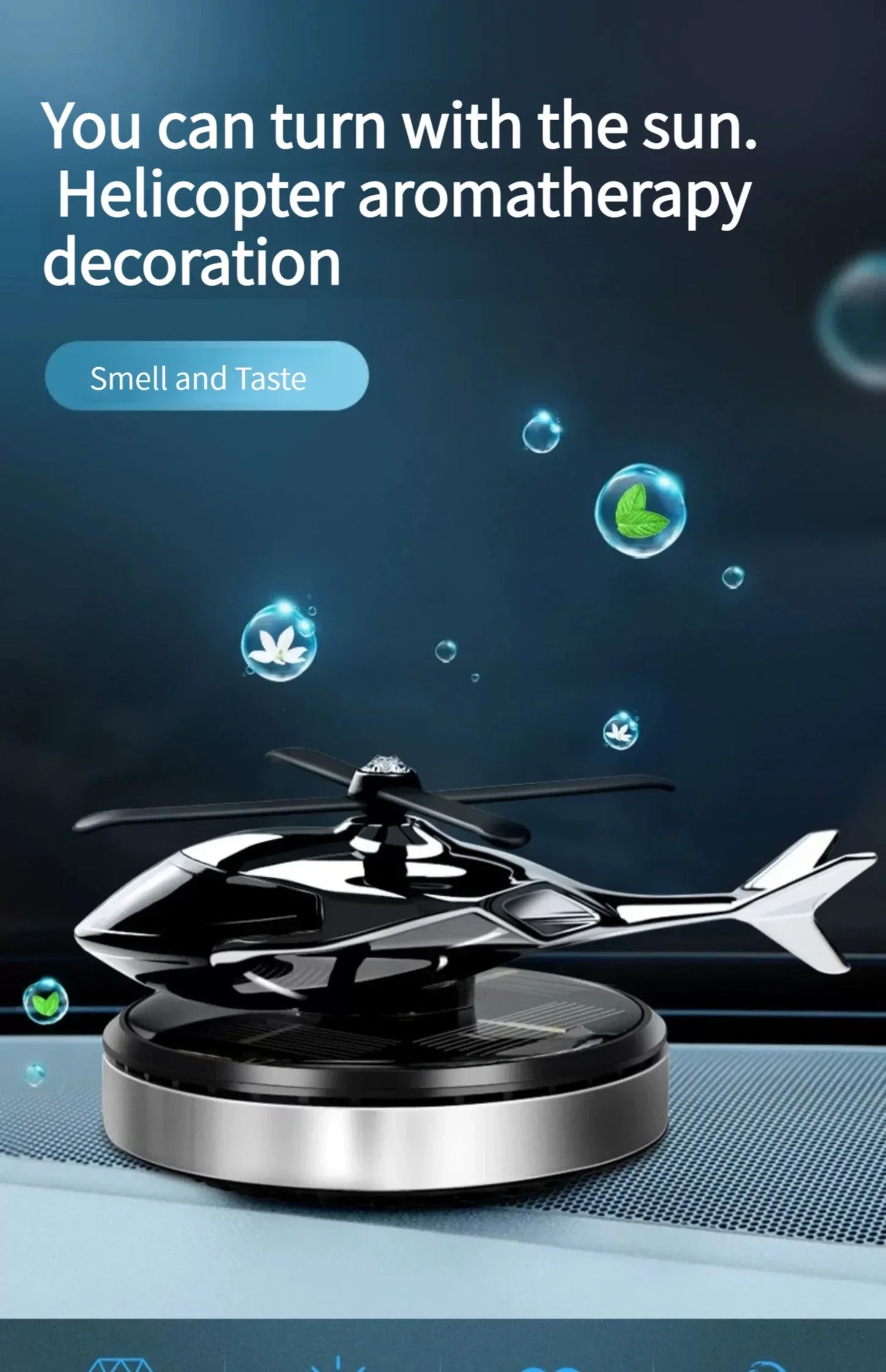 Car Air Solar Helicopter Decoration Alloy Propeller Rotating Auto Flavoring Perfume Diffuser Car Interior Accessories