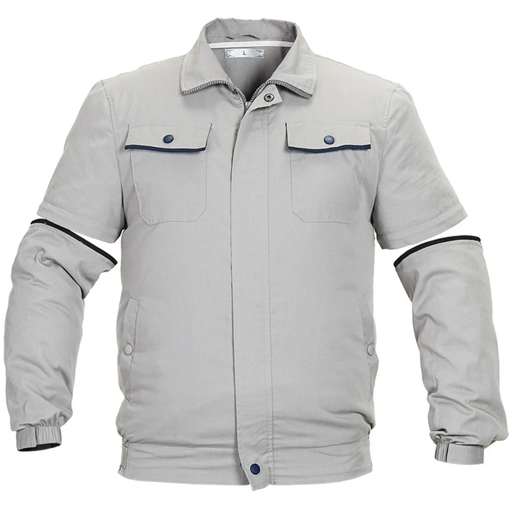 Summer Outdoor Cooling Fan Jacket Removable Sleeves Two-in-one Air Conditioning Clothes USB Charging Men Women Cooling Workwear