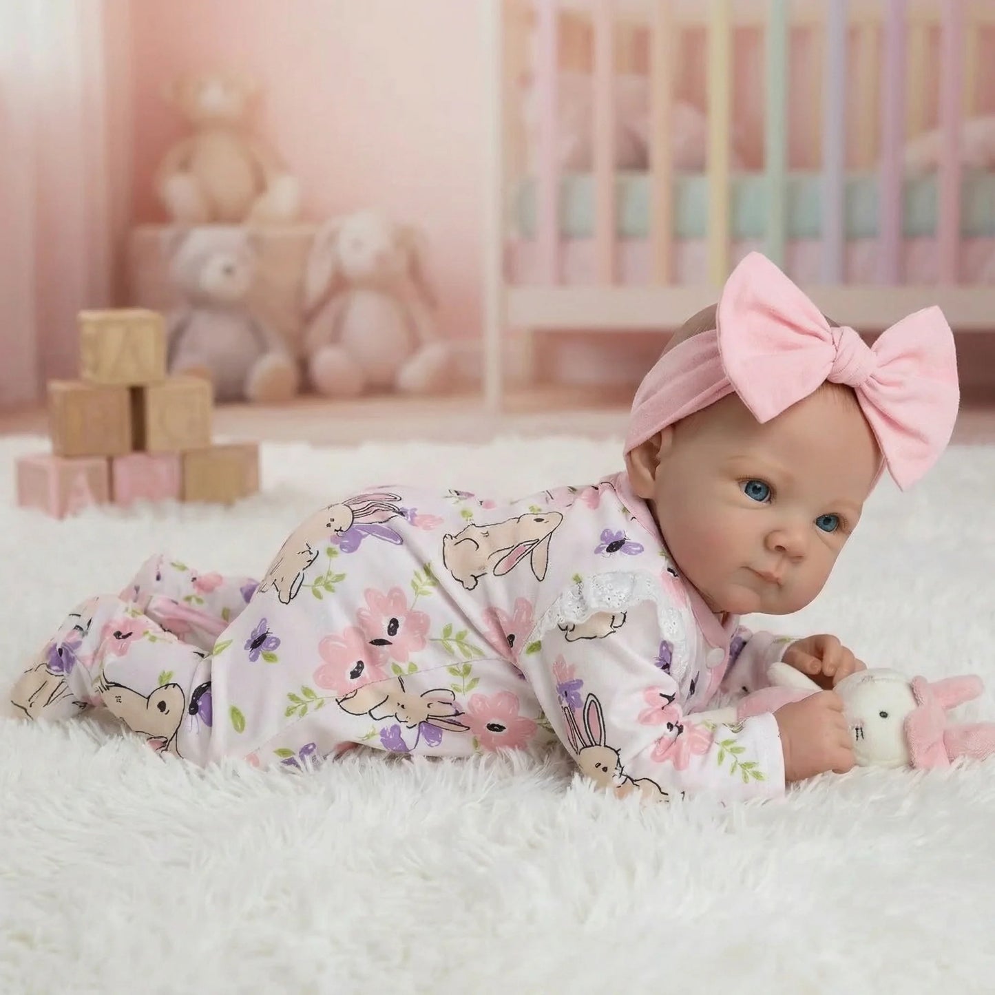19inch Bettie NPK Lifelike Art Doll - Vinyl & Cloth Body Cuddly Baby with 3D Skin Painting And Visible Veins Collectible Toy