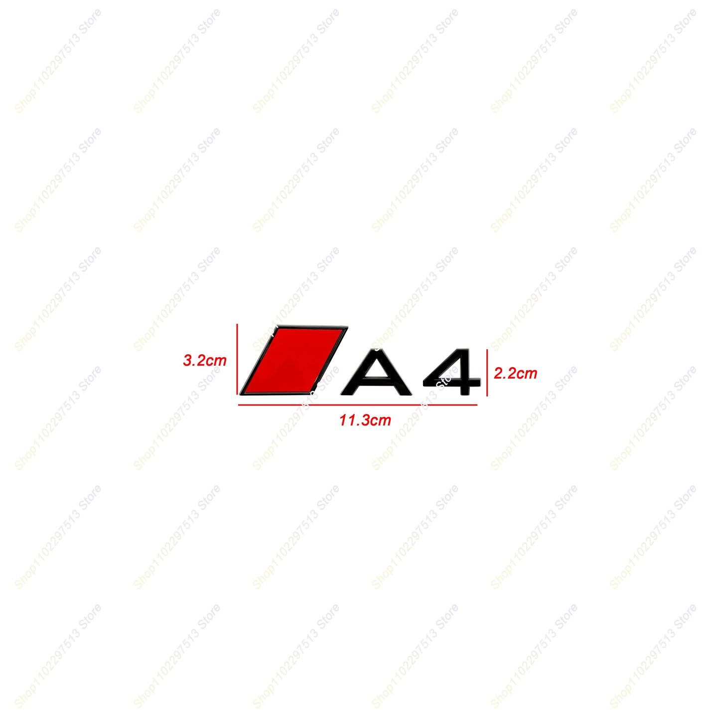 New Car Fender Badge Sticker Accessories 3D Stereoscopic Glossy Black Red Block Letters Emblem For A3 A4 A5 A6 A7 A8 Series