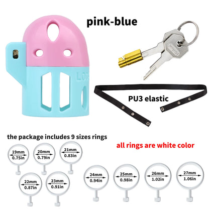 FRRK ABS Mixed Color Male Chastity Cage Lightweight Breathable Hollow Straight Plastic Cock Lock No Base Rings Ergonomic Design