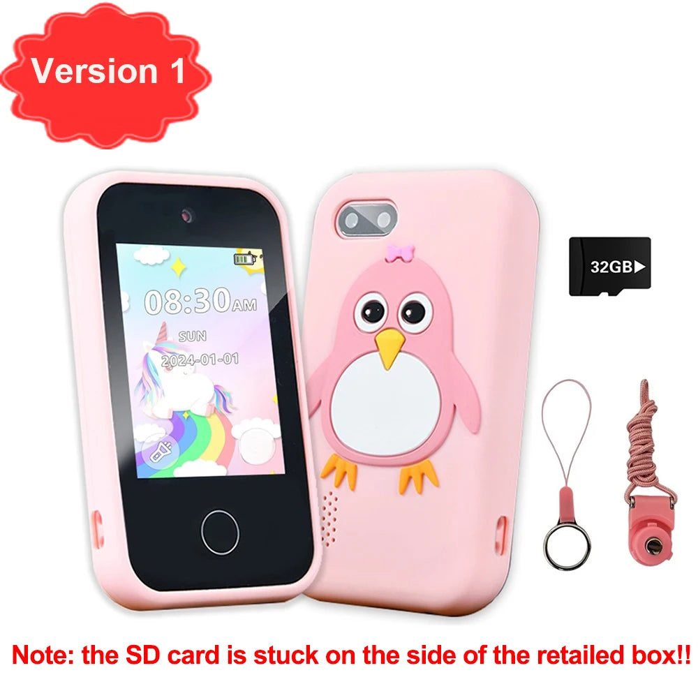Children Phone Educational Toys 18 Games Musical Toy Baby Mobile Selfie Camera With 32G TF Card Toys for Kids Birthday Gifts