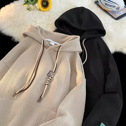 Men's Hoodie Sweatshirt Fleece Lined Thickened Loose Fit Autumn Winter New Style Casual Wear Student Large Size Hoodie
