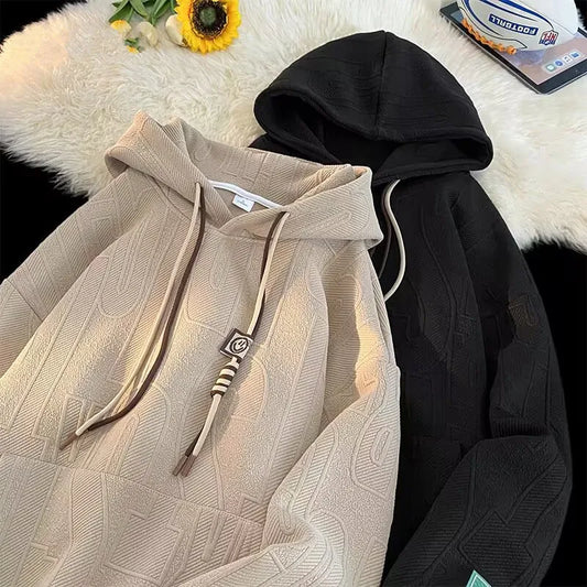 Men's Hoodie Sweatshirt Fleece Lined Thickened Loose Fit Autumn Winter New Style Casual Wear Student Large Size Hoodie