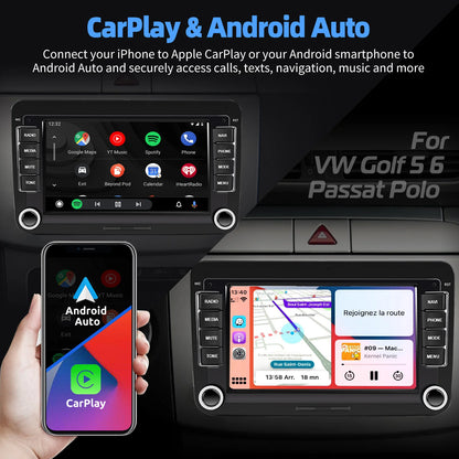 7" Car Stereo Android 14 For VW Volkswagen Jetta Passat Golf MK5 MK6 Apple Carplay GPS Navigation FM Radio WiFi SWC Head Unit BT
