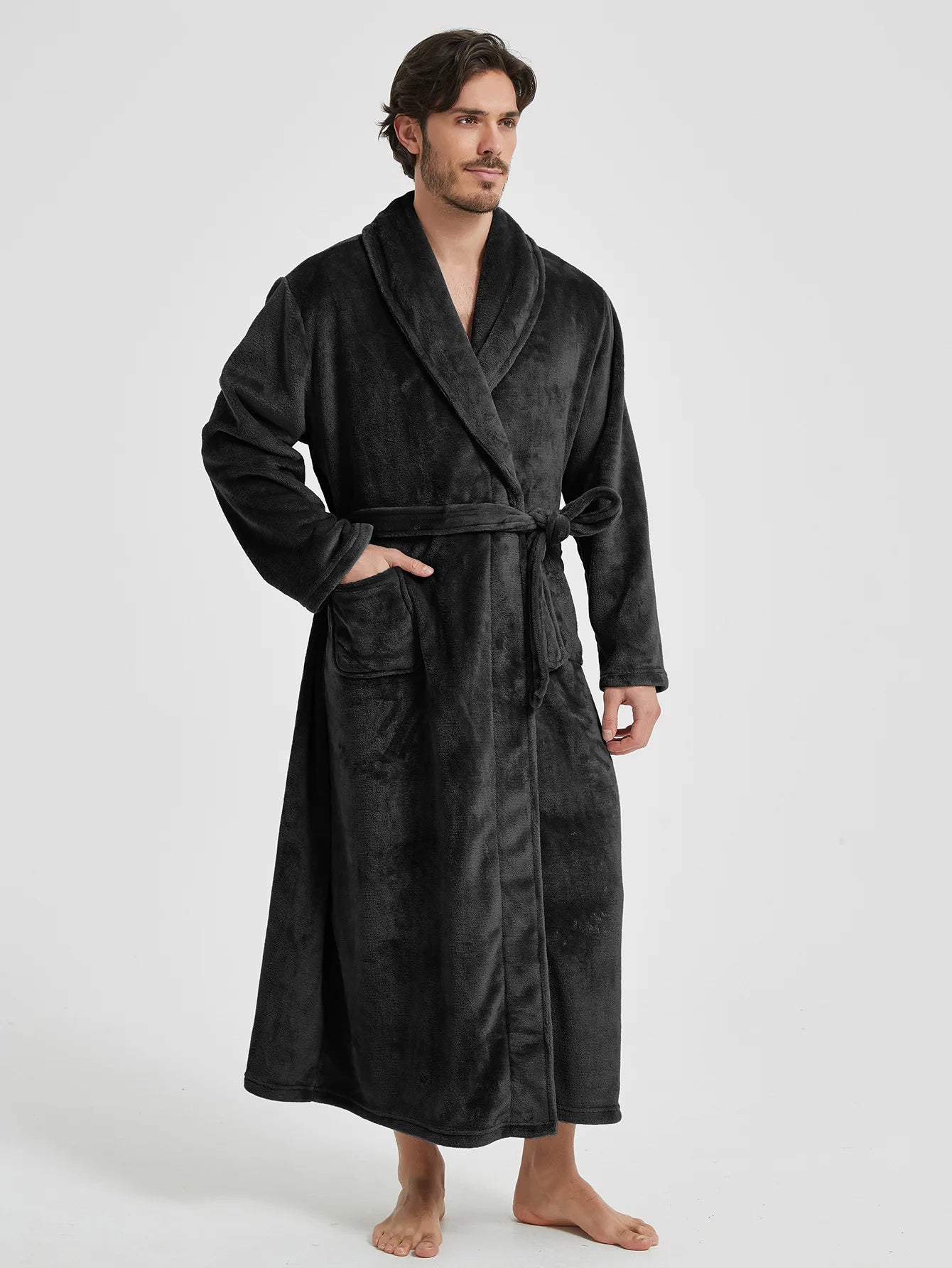 American-Style Autumn/Winter Couples' New Bathrobe, Morning Robe, Nightgown Men's Winter Pyjamas, Homewear Flannel Nightgown