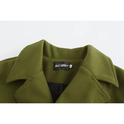 Business Green Men Tweed Jacket Trench Coat Party Mid-length Overcoat Double-breasted Spring Autumn Coat Design Men's Clothing