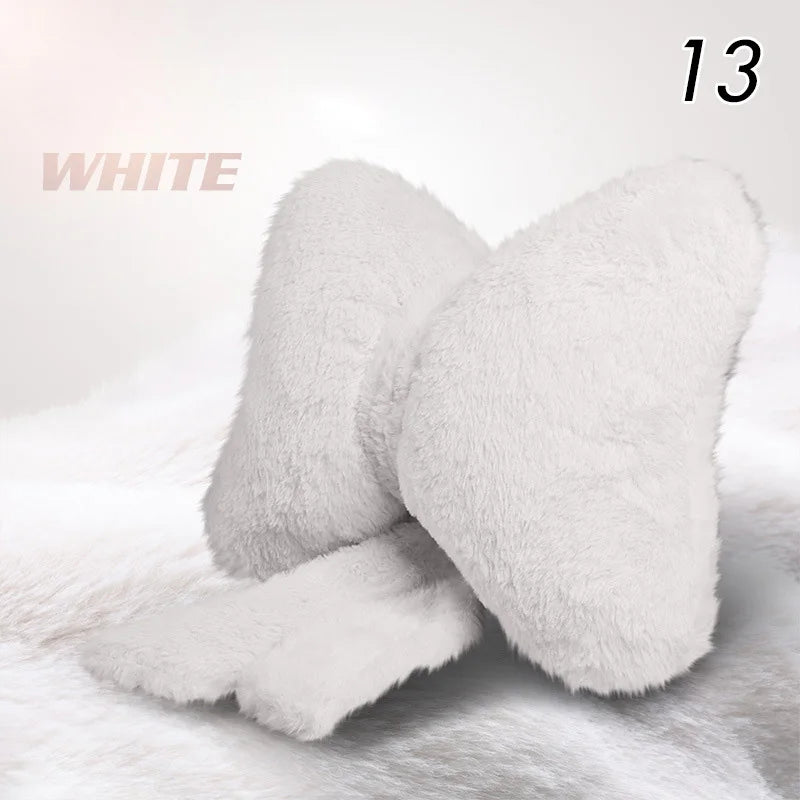 Winter Plush Car Seat Cover Bowknot Fashion Cute Women's Automotive Interior Protector Steering Wheel Warm Cushion Car Pillow