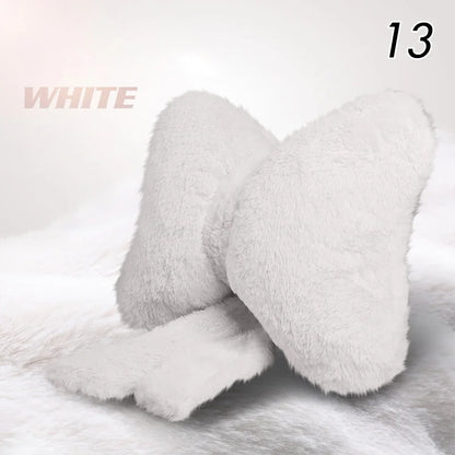 Winter Plush Car Seat Cover Bowknot Fashion Cute Women's Automotive Interior Protector Steering Wheel Warm Cushion Car Pillow